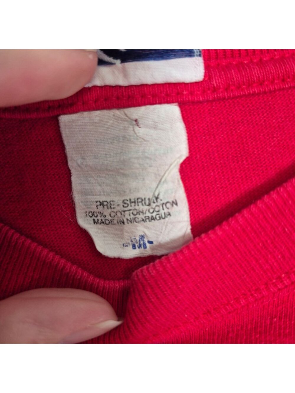 Vintage Red Embroidered USA T-Shirt Medium 100% Cotton - Picture 4 of 5